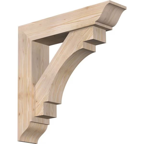 Merced Traditional Smooth Bracket w/ Offset Brace, Douglas Fir, 7 1/2